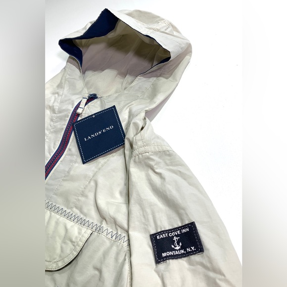 Lands End Girls Hooded Pullover Jacket L 6X-7 Qtr Zip East Cove Inn Montauk NY - Picture 6 of 11